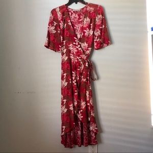 Floral Red Midi Dress